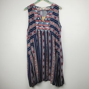 Umgee Plus Aztec Tunic Dress with Pockets 1X